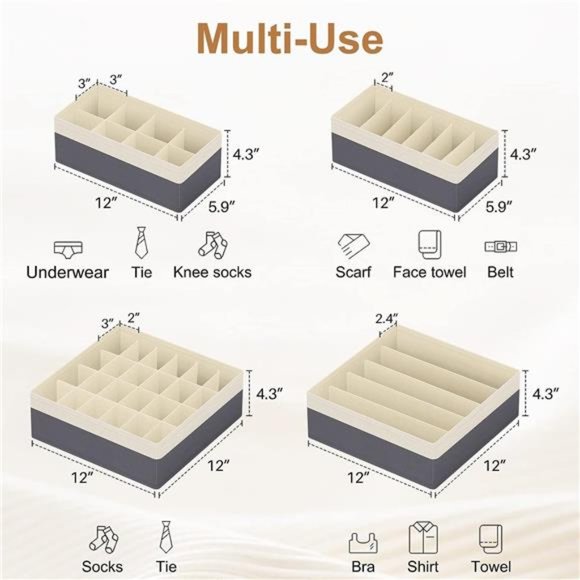 Drawer Organizer Divider, Foldable Closet Storage Organizer Basket,&Organization - Picture 2 of 6